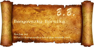 Benyovszky Borsika névjegykártya